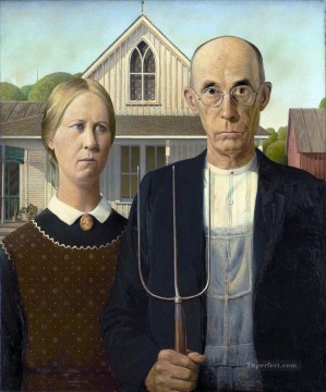 100 Great Art Painting - Grant Wood American Gothic
